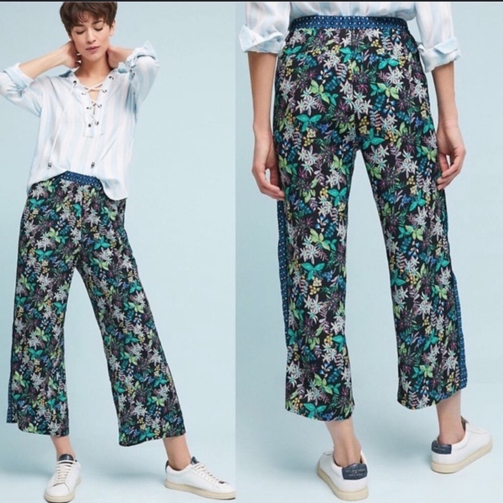 Ett:twa Anthropologie Floral Print Wide-Leg Pants Size S
